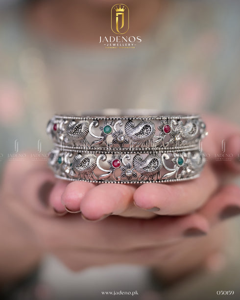 The Oxidised Vintage Flora Bangles
